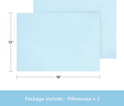 TILLYOU Toddler Pillowcase 2 Pack with Envelope Closure,13" x 18" Silky Soft Microfiber Travel Kids Pillowcase for Boys and Girls,Aqua Blue
