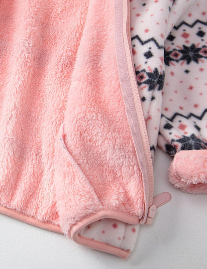 Toddler Printed Polar Fleece hooded Jacket Baby Boys Girls Kids Winter Warm Spring Autumn Outerwear Soft Lightweight