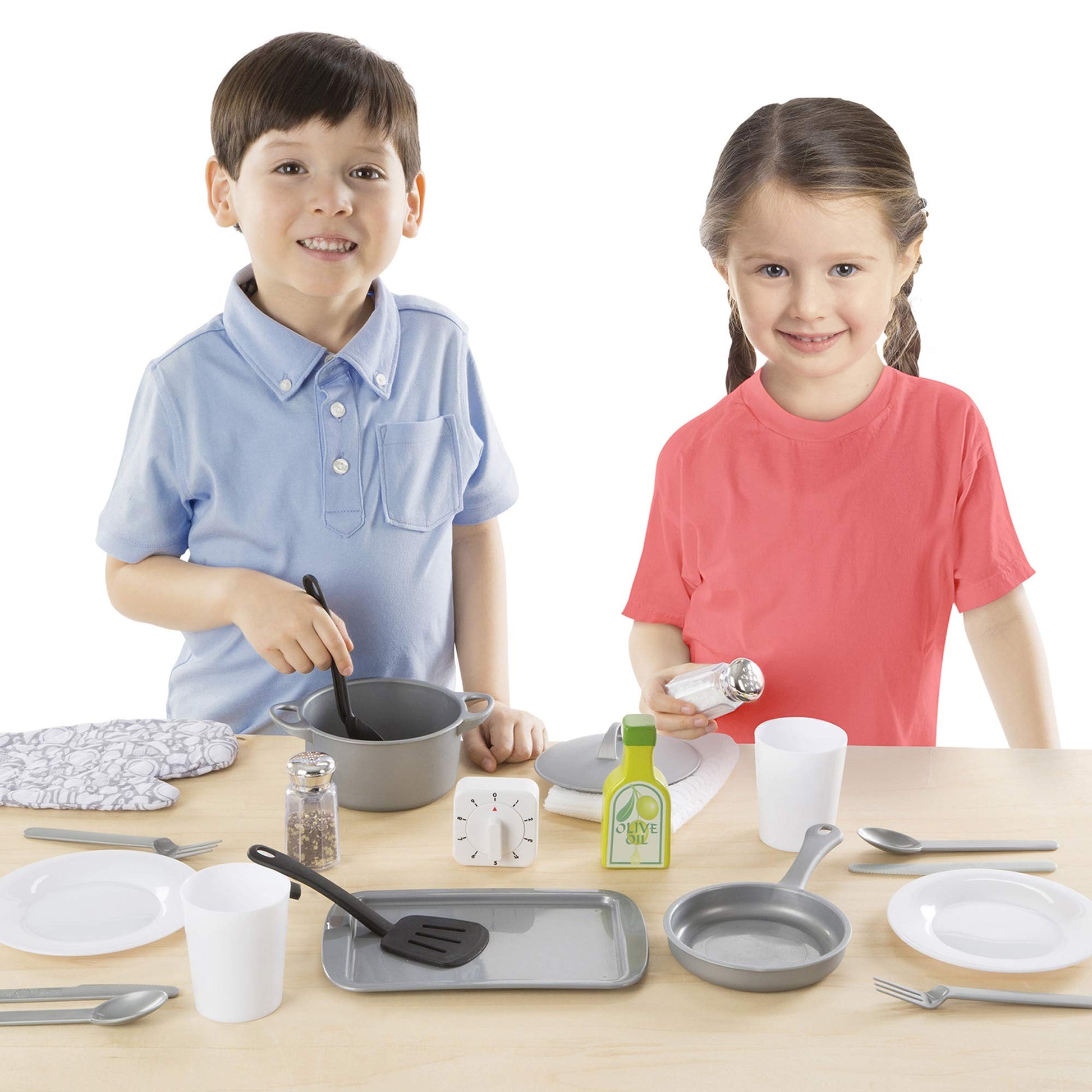 Melissa & Doug 22-Piece Play Kitchen Accessories Set with Play Food & Wooden Toys, Pot, Pans