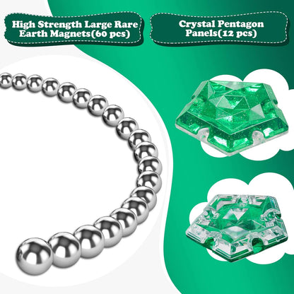 Magnetic Fidget Sphere Magnets Balls - Crystal Green Holographic Glitter - Magnet Fidgets Toy - 12 Piece Set - Creativity Beyond Imagination, Inspirational, Recreational, Desk Toys for Adults