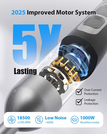 1000W Powerful Immersion Blender Handheld, 2025 New Update Hand Blender with 25-Speed and