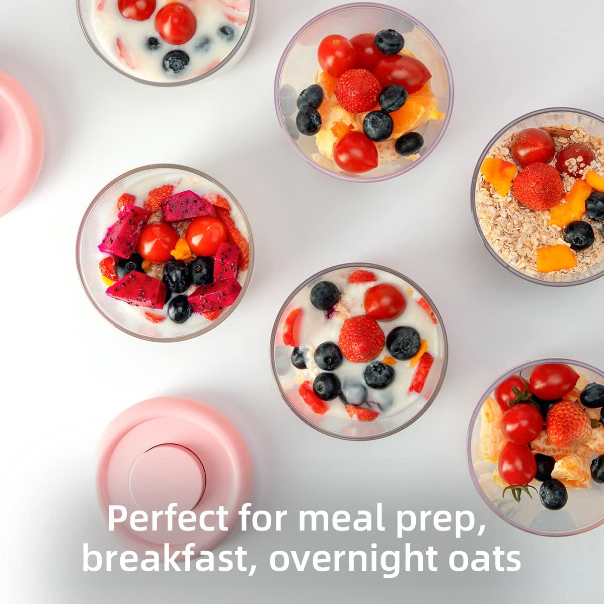 Ankou 400ml Meal Prep Container Set of 4 Pink Tritan Plastic Food Storage Containers with Lids