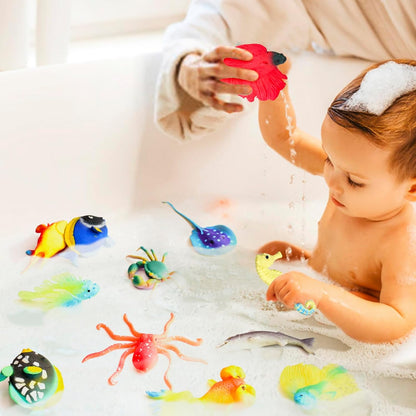 10 Pcs Fish Animal Figure Bath Toys, Sea Animal Color Changing Toys, Sea Creatures for Kids 3 Years