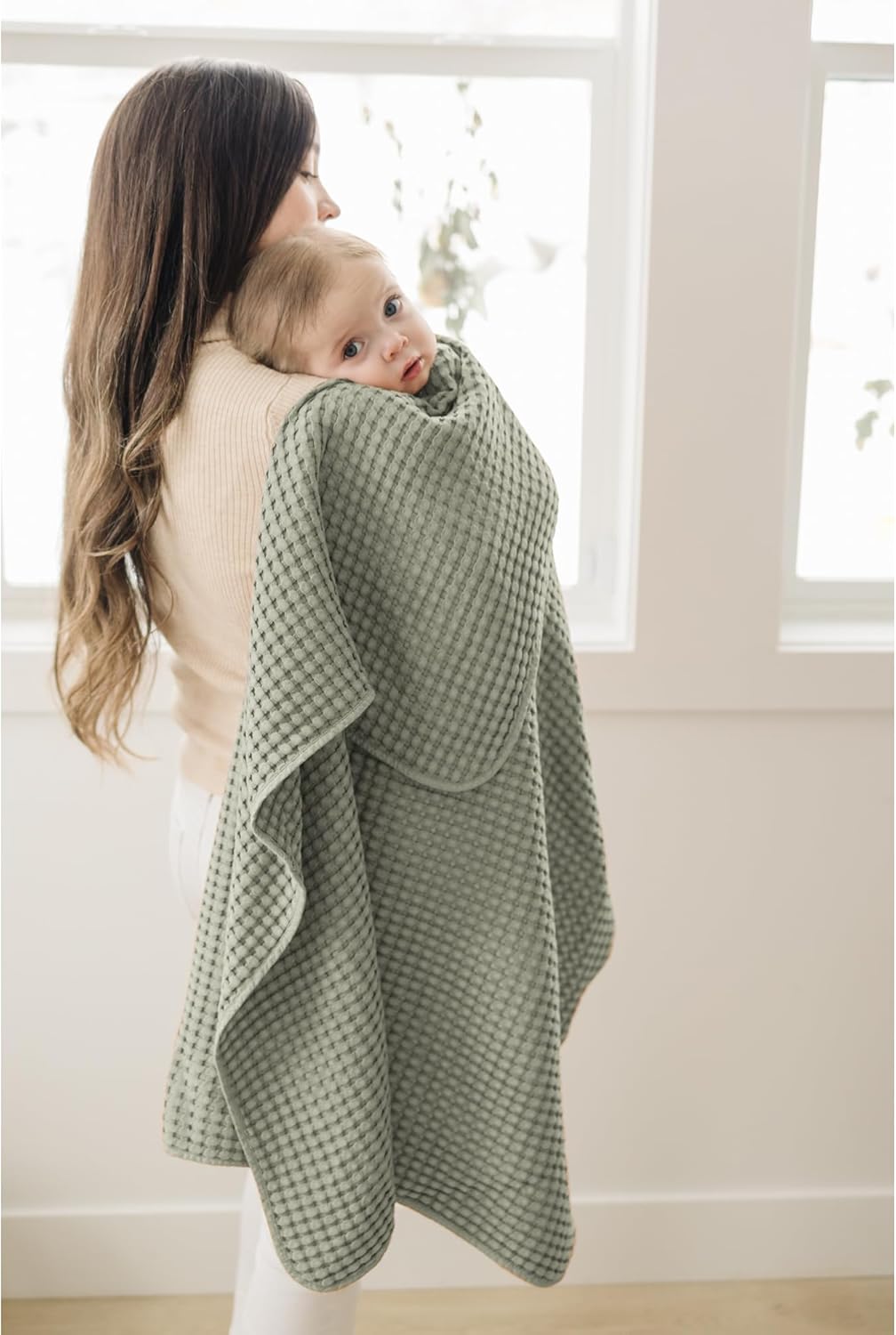 Konssy Waffle Baby Blanket - Soft & Cozy Nursery Swaddle Blanket, Lightweight Toddler Throw for