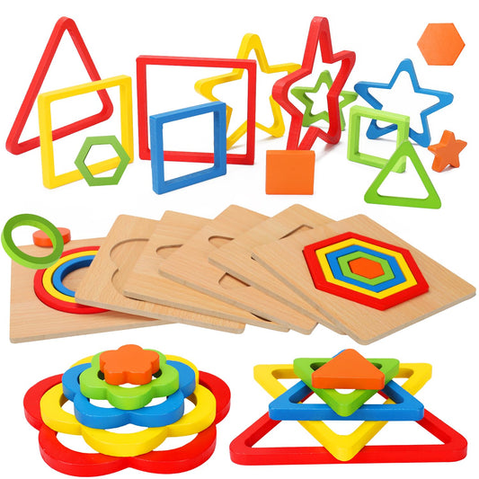 Toddler Puzzles Montessori Toy Wooden Shape Sorting Puzzle Educational Toy