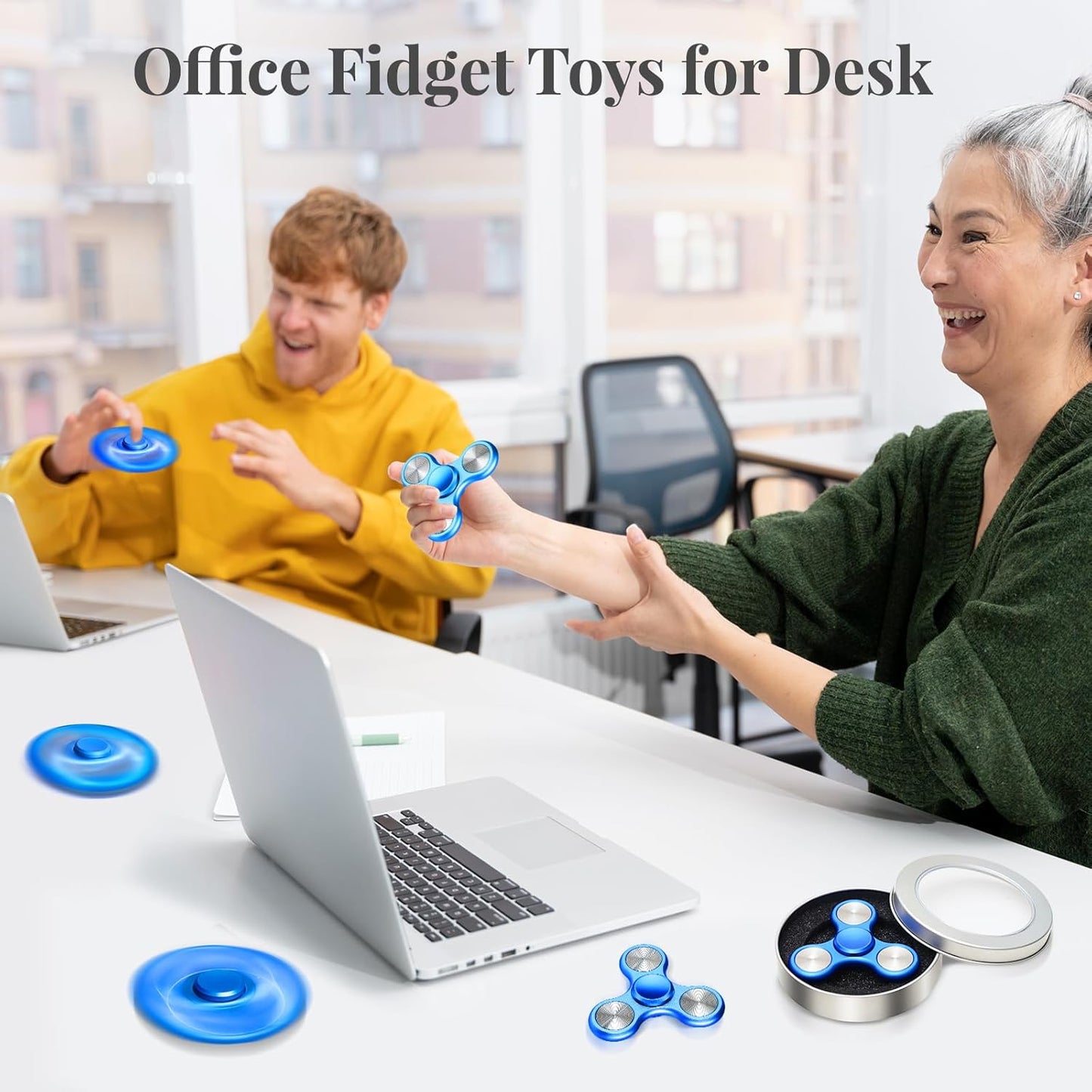 Metal Fidget Spinner for Adults, Silent Sensory Fidget Toys Adults Hand Spinners for ADHD Anxiety Stress Relief, Desk Toys for Office, Birthday Gifts Stocking Stuffers Classroom Prizes