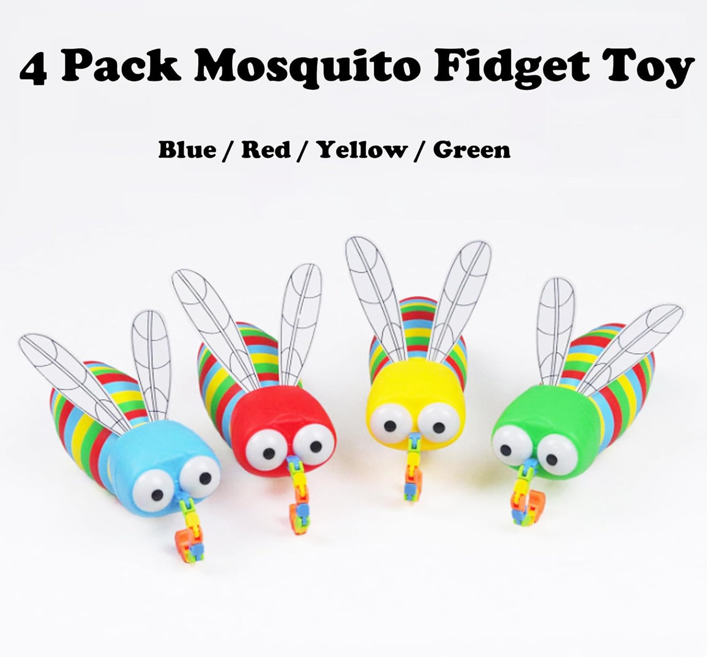 Mosquito Fidget Toy, Quite Toys Fidget Slug Toy for Kids, Restaurant Toys for Toddlers, Road Trip Plane Car Travel Activities for Kids Toddlers (Mosquito, 4 Pack)