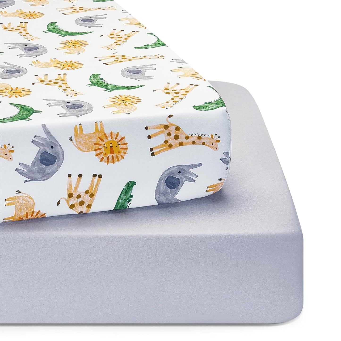 TILLYOU Baby Crib Sheets for Boys Girls, Super Soft Toddler Bed Sheets, 2 Pack Sheets for Standard
