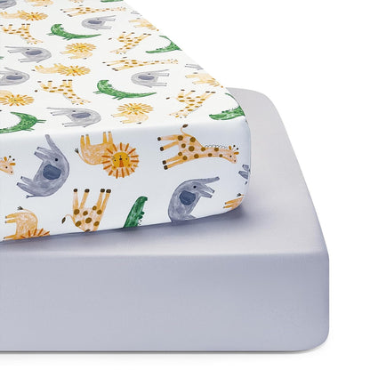 TILLYOU Baby Crib Sheets for Boys Girls, Super Soft Toddler Bed Sheets, 2 Pack Sheets for Standard
