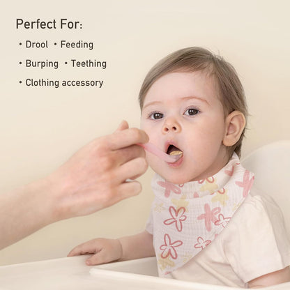 Muslin Baby Bibs 8 Pack, Baby Bandana Drool Bib for Drooling and Teething, Cotton Soft Absorbent for Girls Boys