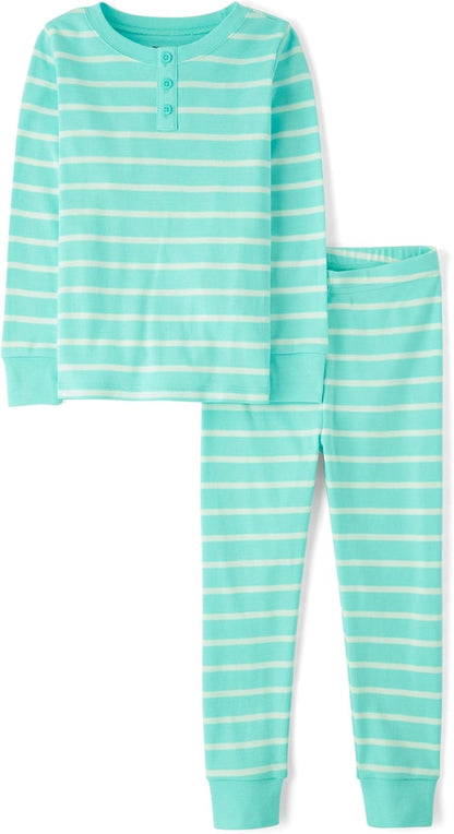 Gymboree Unisex Kid's and Toddler 100% Cotton Henley Long Sleeve Top and Pants,gymmies Pajama Set