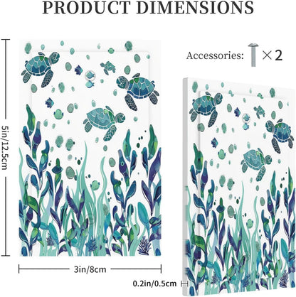 Light Switch Cover Plate Vibrant Turtle Seagrass Watercolor Painting 1 Gang No Device Blank Electrical Wall Plates Faceplate Decorative Switch Plate for Bathroom living Room Decor