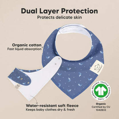 10-Pack Organic Baby Bandana Bibs for Girls - Super Absorbent Triangle Baby Bibs for Drooling and Teething Infant, 100% Cotton Extra Soft for Newborn, Infant 0-36 Months (Marine Muse)