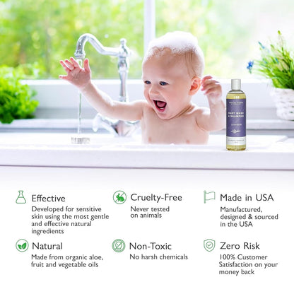 SoCal Suds & Company Baby Shampoo & Body Wash, 2-in-1 Organic Gel - Gentle Castile Soap with
