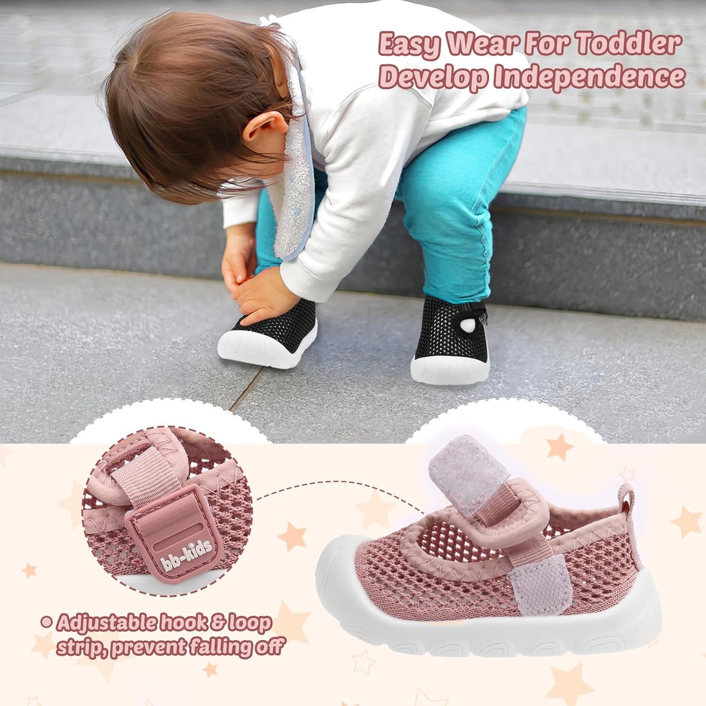 Baby Walking Shoes Toddler Girl Boy Soft Sole Breathable Mesh Slip on Summer Wide Shoes Infant Flexible Lightweight Non-Slip Safer Causal Tennis Shoes Toddler First Walkers Shoes Rubber Soles Outdoor