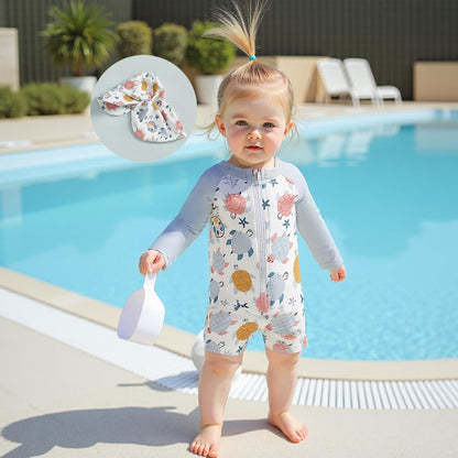 Hnyenmcko Baby/Toddler Boy Rash Guard Swimsuit Long Sleeve One Piece Zipper Swimwear Sunsuit Infant Bathing Suit Beachwear