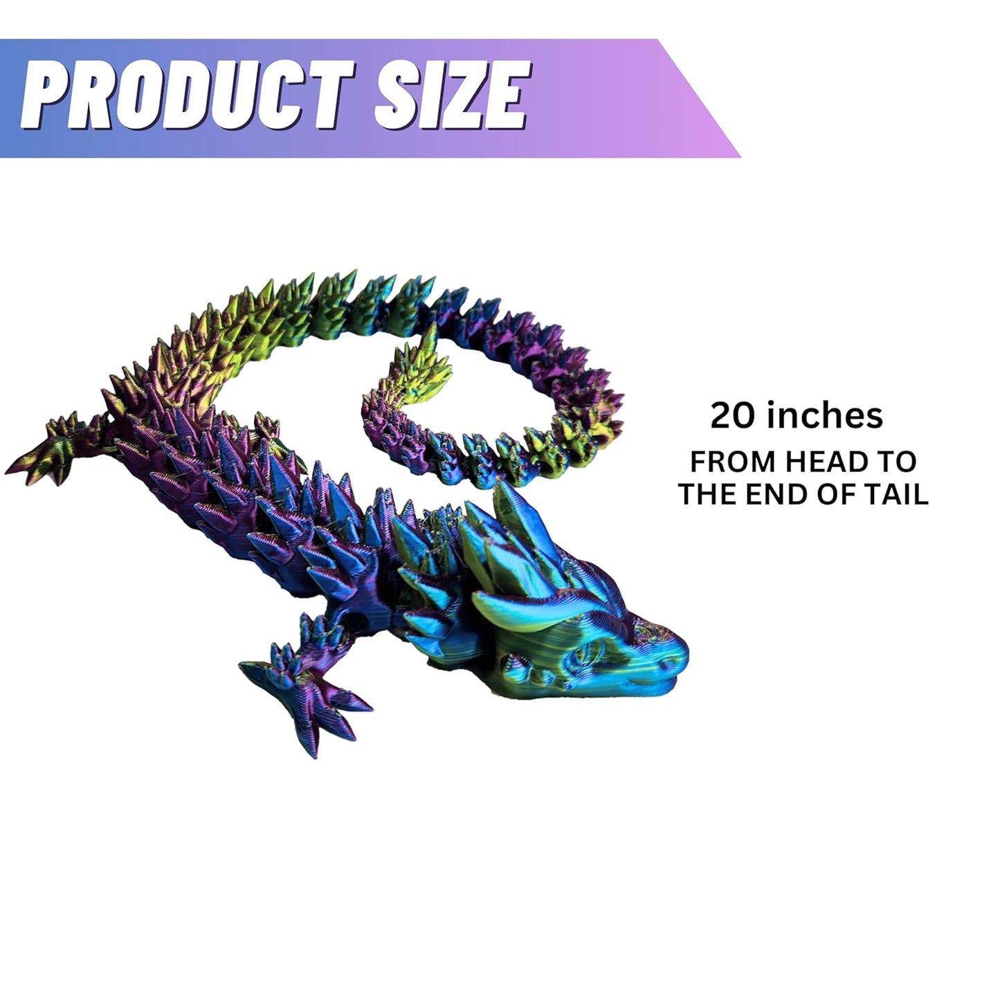 Large 20" Color-Morphing Dragon (New Version) Made in USA - Articulated Pets Dragon (RAINBOW NO EGG)