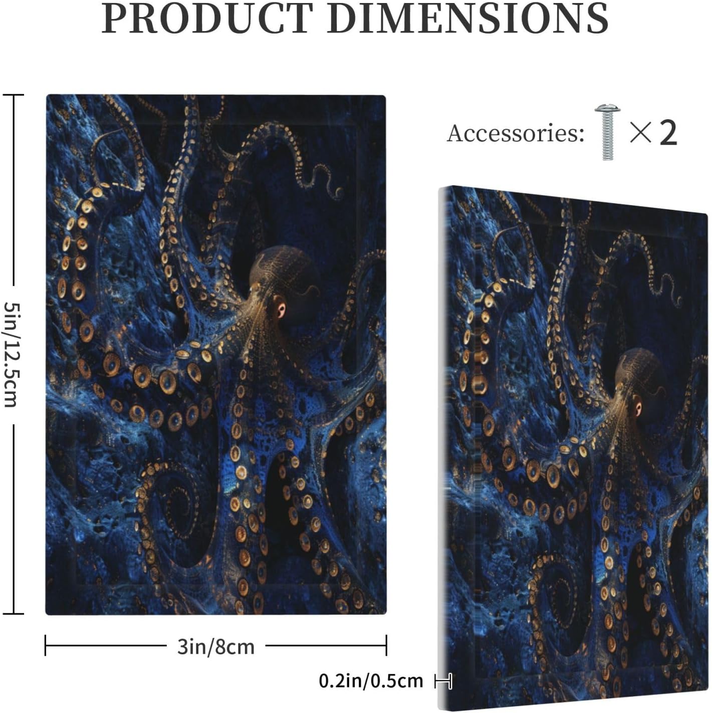 Decorative Switch Covers Plate Horror Night Blue Ocean Evil Octopus 1 Gang No Device Single Blank Outlet Covers Wall Plate Cover Light Switch Plate Electrical Faceplate for Bathroom Decor