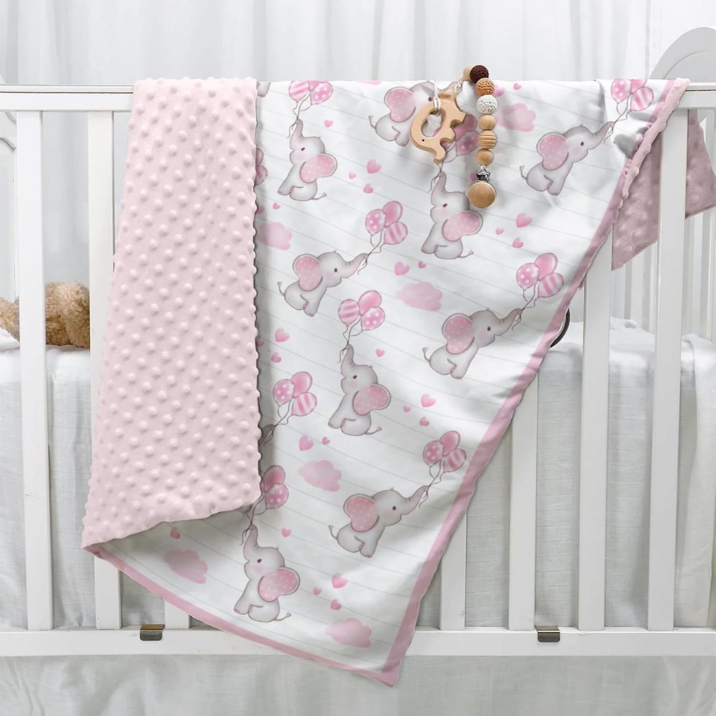 SANDJEST Elephant Kid Blanket for Girl - 30 x 40 Minky Throw Blankets for Girls - Gift for Kids on