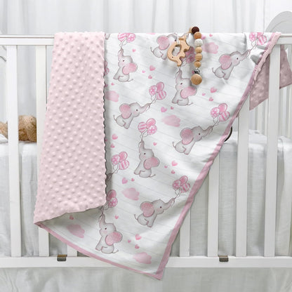 SANDJEST Elephant Kid Blanket for Girl - 30 x 40 Minky Throw Blankets for Girls - Gift for Kids on
