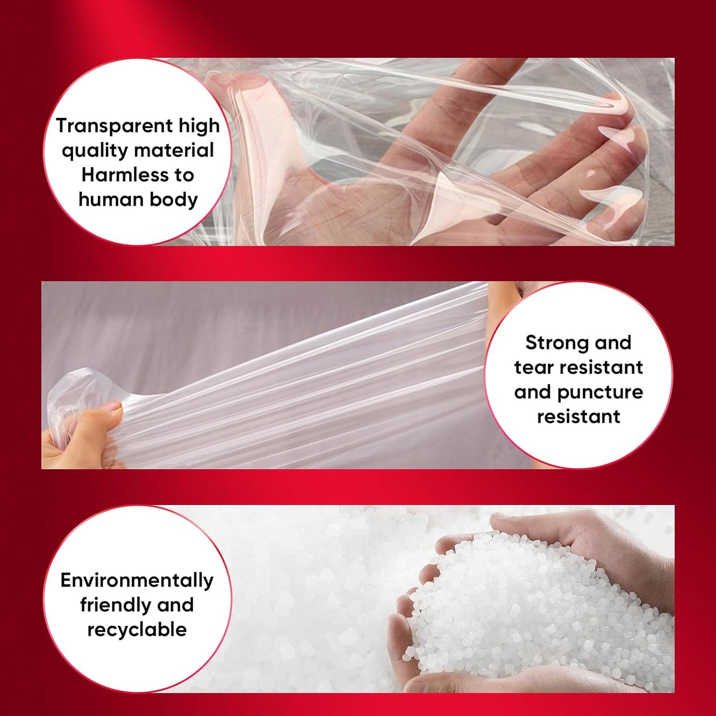 ZCHENBS® – Mattress Bags for Moving and Storage,Mattress Bag with Zippers,5 Mil Ultra-Thick Bed Bag,Waterproof,Anti-Tear,Heavy-Duty Mattress bag (Transaparent/Red, Crib-(1 Pack))