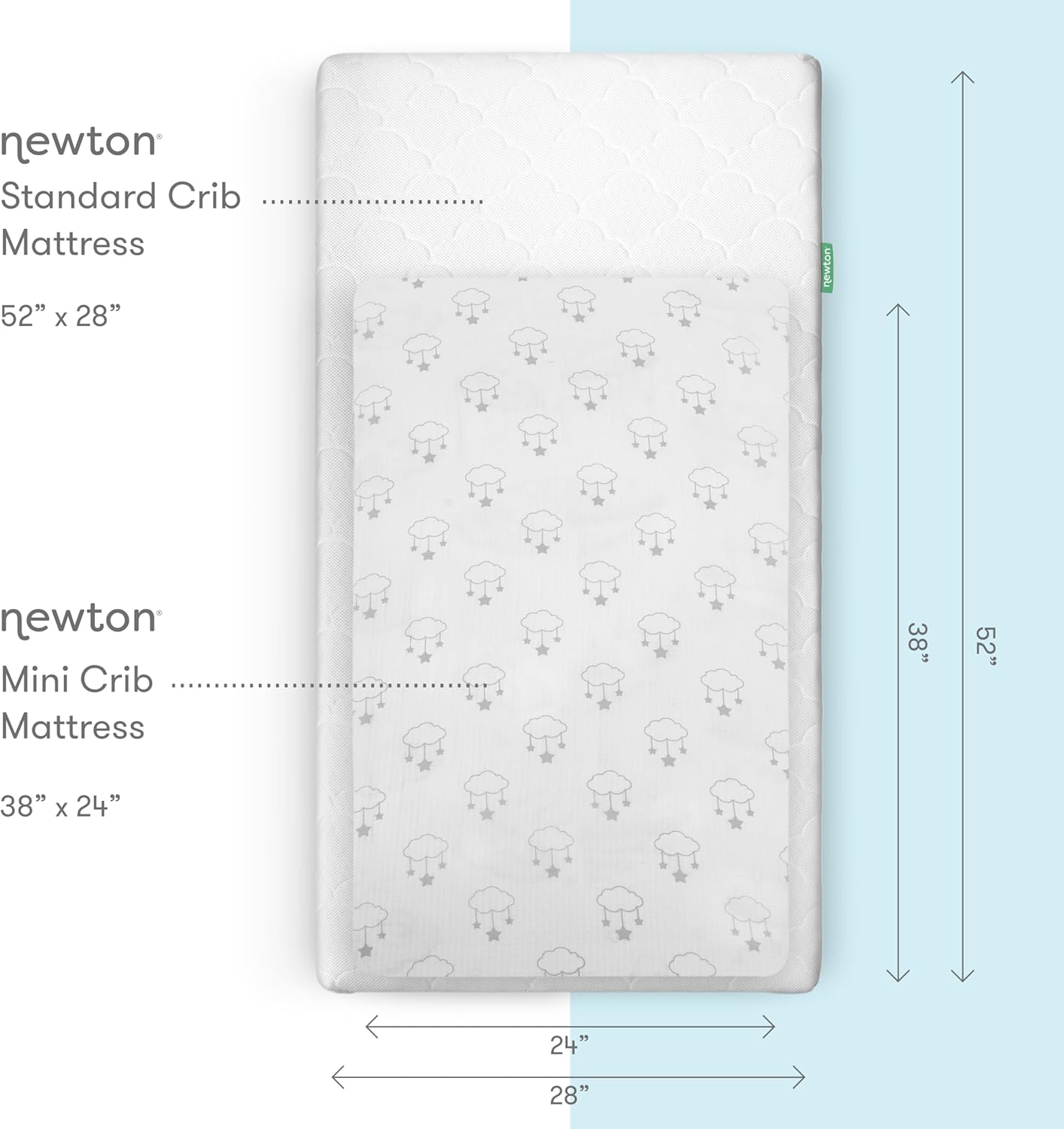 Newton Baby Mini Crib Fitted Sheets (2-Pack) | Organic Muslin Cotton, Breathable & Soft Baby