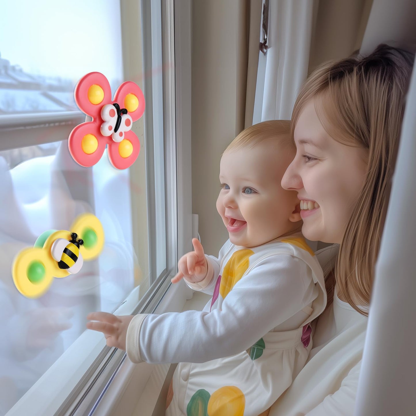 ALASOU Suction Cup Spinner Airplane Travel Toys for 1 Year Old Boy Girl