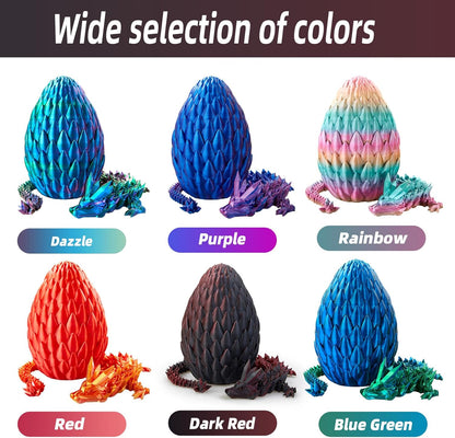 Dragon Egg,15in Crystal Dragon,Surprise Egg,Articulated Dragon,3D Printed Gift Toy,Fidget Toys for Autism/ADHD, Executive Desk Toys,Home Office Decor (Dark Red)