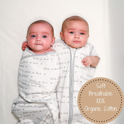 LollyBanks Swaddles 100% Organic Cotton for Boys and Girls, 0-3 Months Newborn Swaddle Sack with Easy Change Zipper, Sleep Swaddle Neutral Baby Registry (Christian Baby)