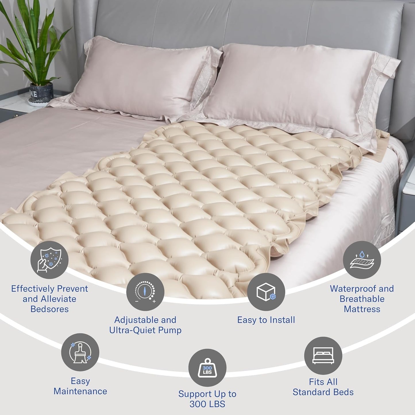 Alcedo Alternating Air Pressure Mattress Pad for Bed Sore and Ulcer Prevention, Hospital & Home Use