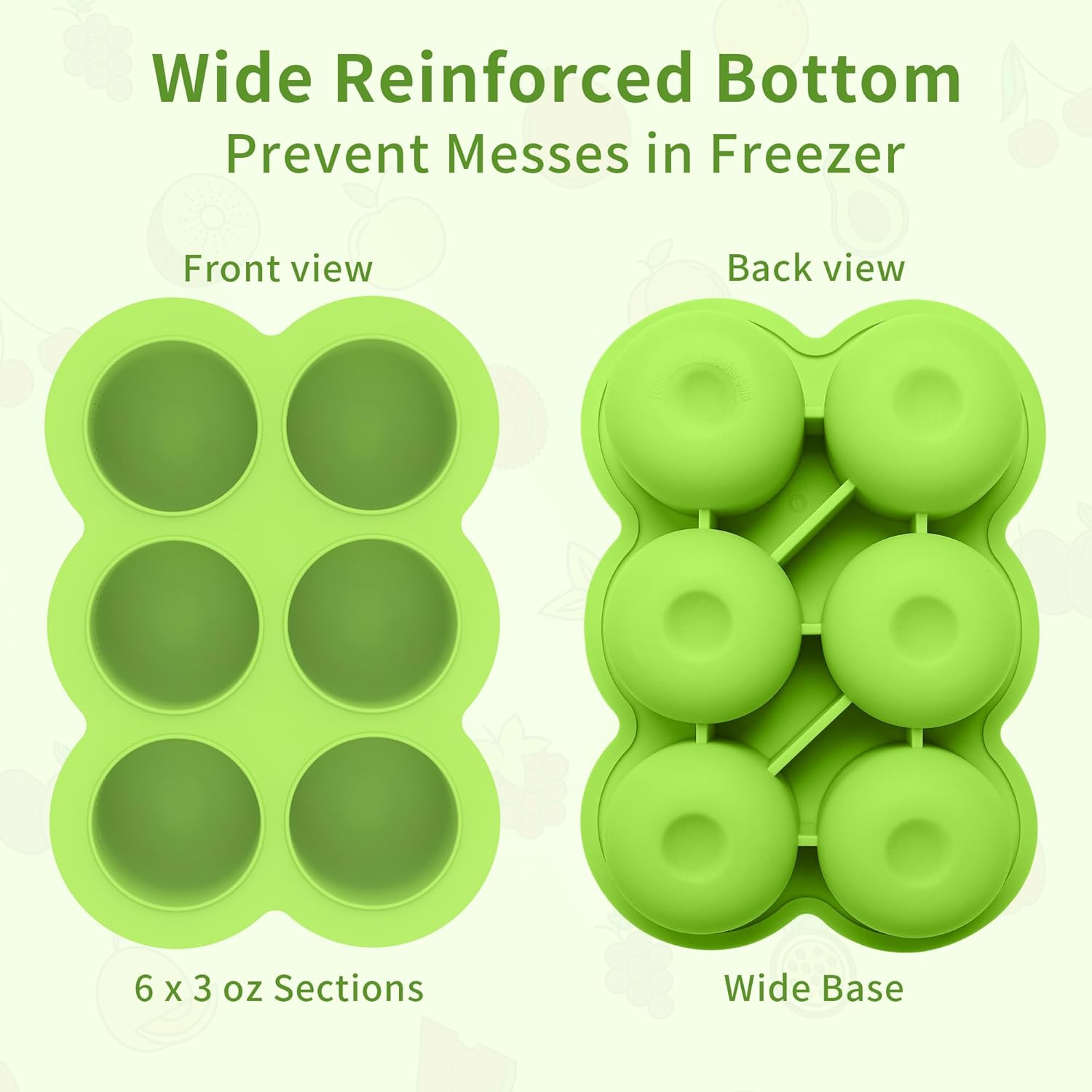 Baby Silicone Freezer Tray with Clip on Lid, 6 x 3 OZ Baby Silicone Freezer Molds, Silicone Storage
