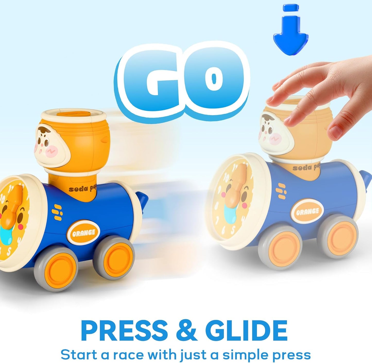 iPlay, iLearn Press to Go Car Toys Set for Toddlers 1-3, Baby Push Go Friction Racing Cars, Infant Play Vehicle Set, 1st Birthday Gifts for 6-9-12-18 Months, 1 2 3 One Years Old Boys Girls Child Kids