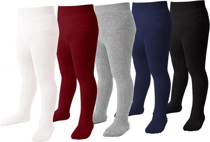 Marchare Baby Girls Tights Thick Solid Cable Knit Leggings Winter Warm Stockings For Toddler Girls 1/2/3/4/5 Pack