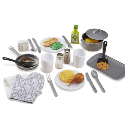 Melissa & Doug 22-Piece Play Kitchen Accessories Set with Play Food & Wooden Toys, Pot, Pans