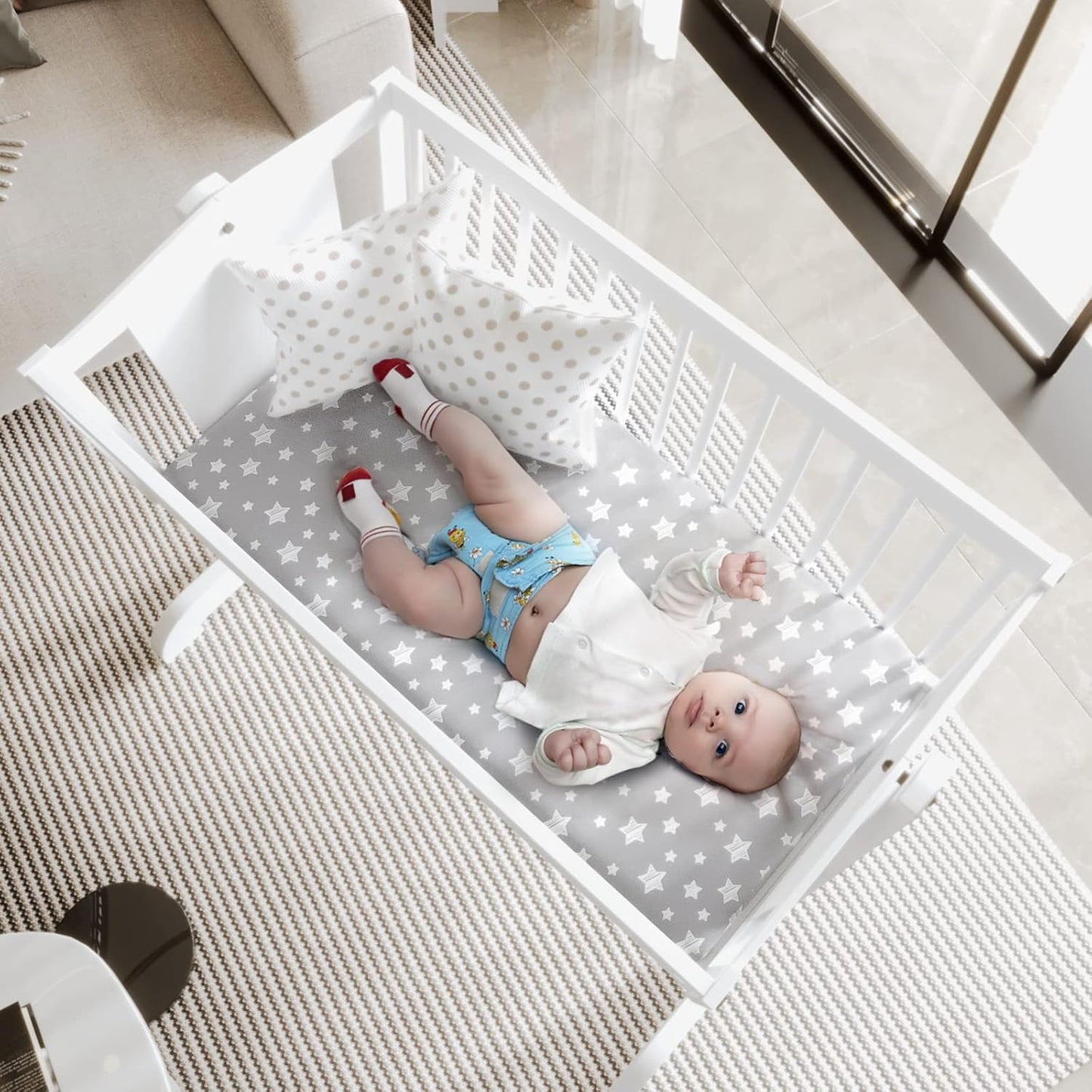 Bassinet Sheets Set 4 Pack for Baby Boy or Girl, Universal Fit for Oval, Hourglass and Rectangular