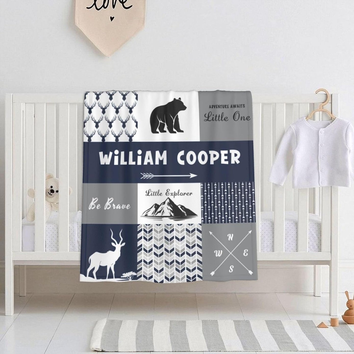 Personalized Baby Blankets for Boys Girls Custom Baby Blanket with Name for Toddlers Kids Fleece