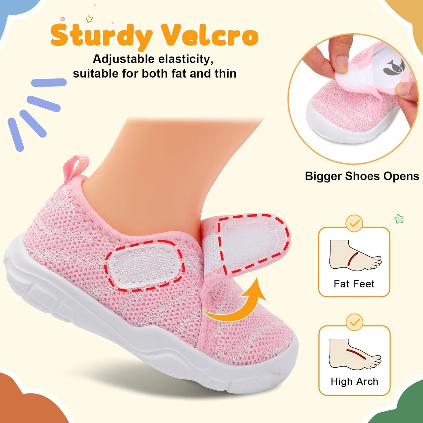 FEETCITY Baby Shoes Boys Girls First Walking Shoes Infant Sneakers Lightweight Slip On Shoe