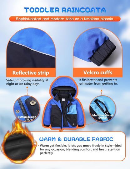 GEMYSE Toddler Boys Winter Coat Waterproof Ski Snow Jacket with Hood Thicken Warm Baby Jacket Outerwear