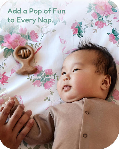 Baby Crib Sheets for Standard Crib Mattress - Pink Roses Pattern, Breathable and Soft, Safe and
