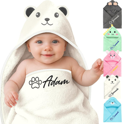 Personalized Baby Towels Hooded with Name, Custom Toddler Bath Towel with Hood for Girl Boy, Warm