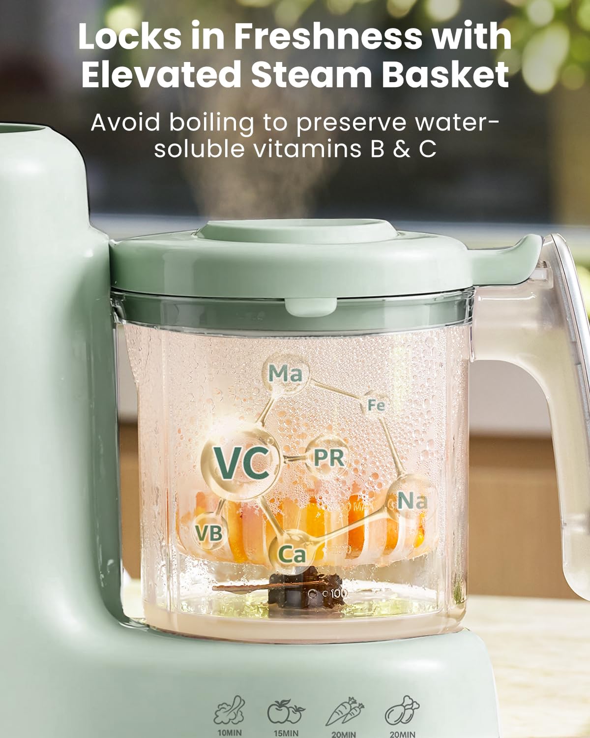 Grownsy Baby Food Maker, Steamer & Blender Baby Food Processor, Green