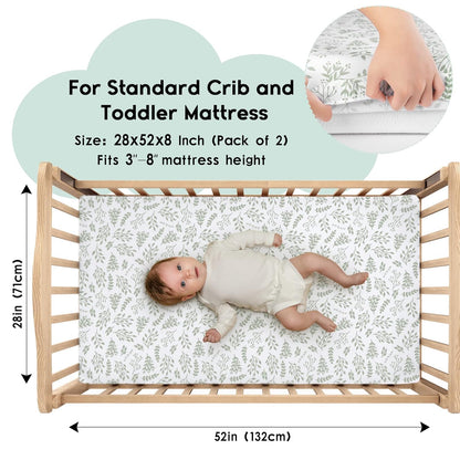 Yoofoss Baby Crib Sheets for Boys Girls, Fitted Crib Sheet 2 Pack for Standard Crib and Toddler