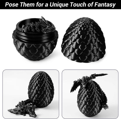 Antetek 3D Printed Dragon with Wings，3D Printed Dragon Egg，3D Printed Dragon in Egg， Movable Articulated Crystal Dragon Eggs with Dragon Inside with Wings