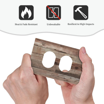 Decorative Outlet Covers Retro Wood Plank Vintaga Wooden Board 1 Gang Duplex Light Switch Cover Plate Wall Plates for Electrical Outlets Switchplate Faceplate for Bedroom Home Decor