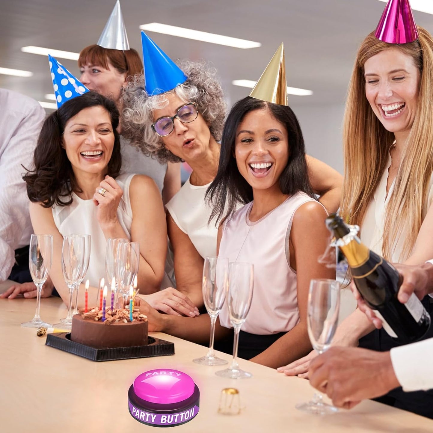 Dance Party Button with Music Sound Button Desk Toys for Office for Adults Classroom Buzzers Novelty Fun Gag Gifts Office Toys Desk Decor Gadget, 4.5 x 4.5 x 1.5 Inch (Purple)