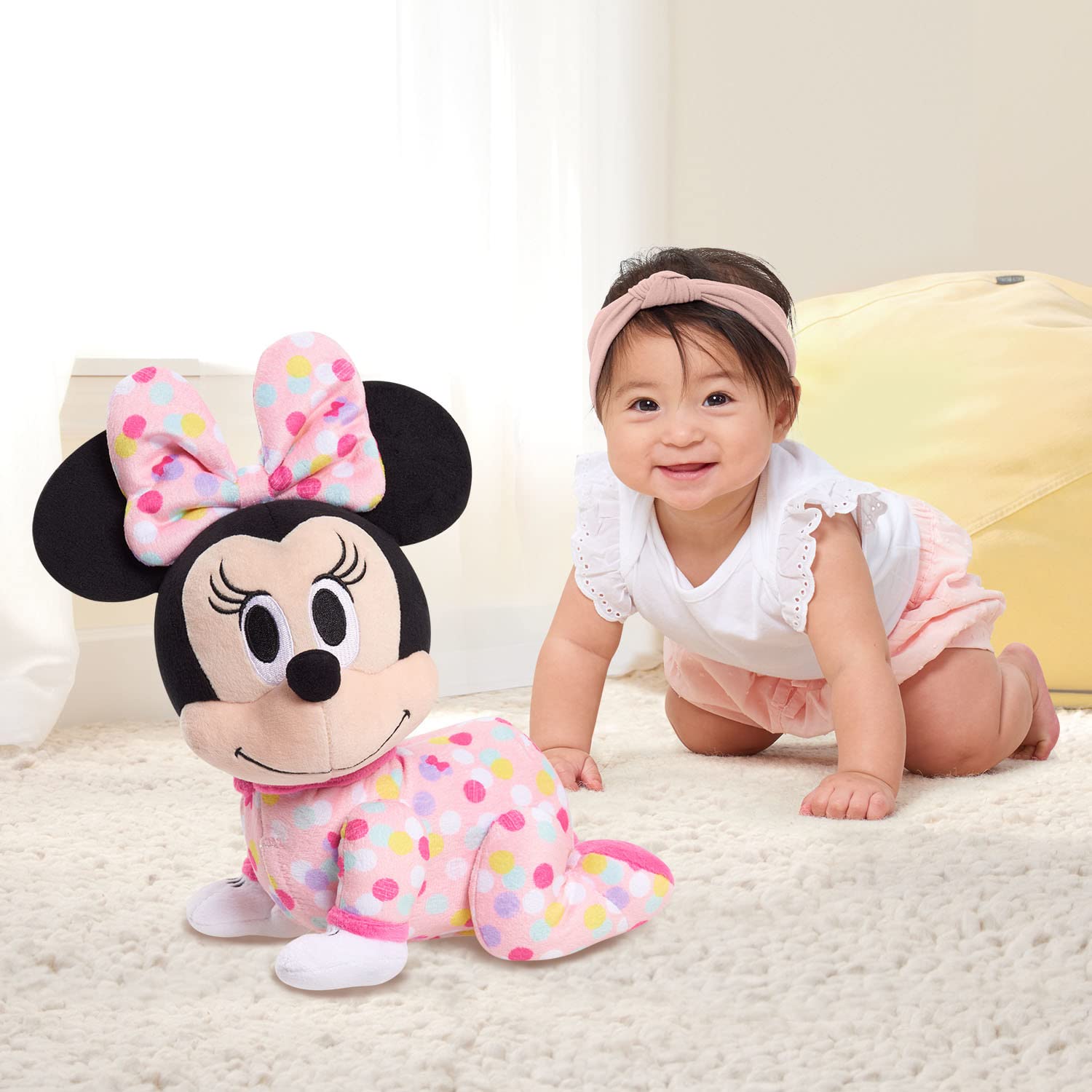 Disney Baby Musical Crawling Pals Plushie, Minnie Mouse, Interactive Crawling Plushie, Stuffed
