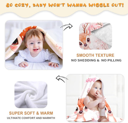 Ship Next Day, Personalized Baby Blanket – Printed in USA, Custom Baby Blanket for Boys & Girls