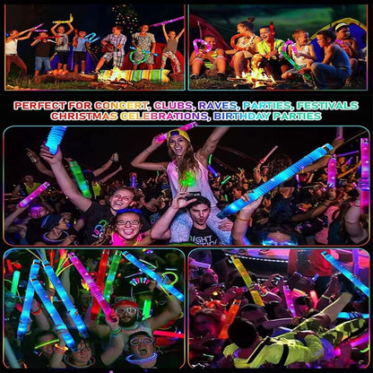 LED Light Up Pop Tubes Glow Sticks, Fidget Sensory Toys, Glow in The Dark Christmas Party Supplies Goodie Bag Stuffers for Boys Girls Birthday Party Carnival Return Gifts (5pcs)