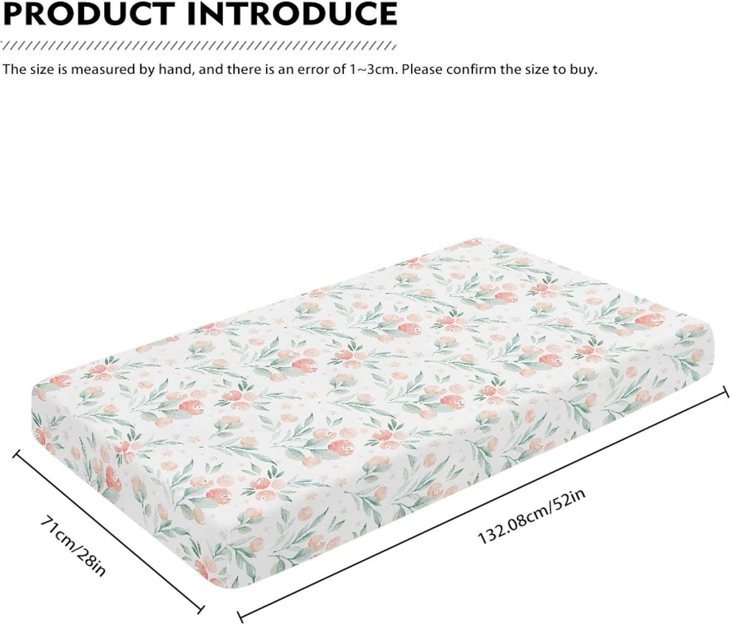 Floral Botanical Pattern Fitted Crib Sheet Pink Flower Baby Crib Sheet Fit Standard Crib and Toddler Mattress,Crib Mattress Sheets for Boys Girls 28"x52"
