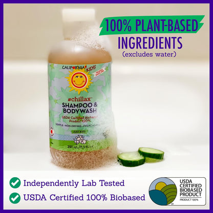 California Kids Chillax Shampoo and Bodywash | 100% Plant-Based | Gentle Skincare | Lavender